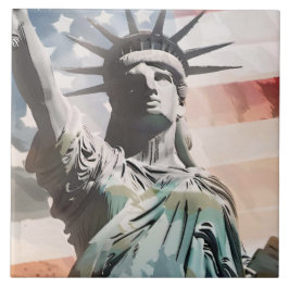 Dam Liberty och Amerikanska Flagga Kakelplatta