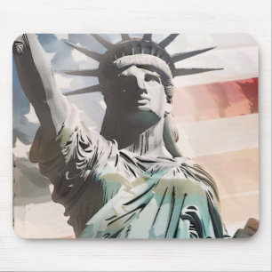 Dam Liberty och Amerikanska Flagga Musmatta