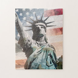 Dam Liberty och Amerikanska Flagga Pussel