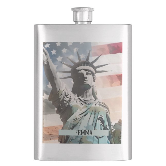 Dam Liberty och det amerikanska Flagga tullnamn Fickplunta (Framsidan)