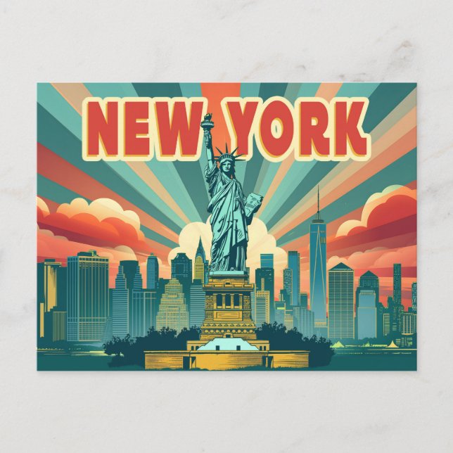 Dam Liberty Says Hej: New York City Vykort (Framsida)