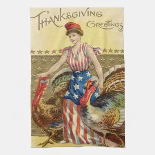 Dam Liberty Turkey US Flagga Patriotic Kökshandduk