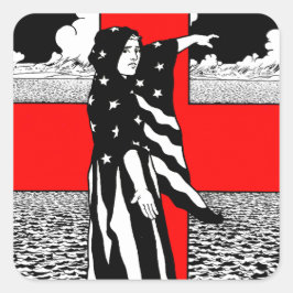 Dam Liberty WWI US Patriotic Poster 1918 Fyrkantigt Klistermärke