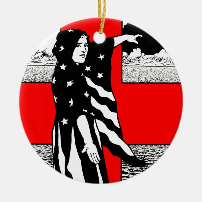 Dam Liberty WWI US Patriotic Poster 1918 Julgransprydnad Keramik (Framsidan)