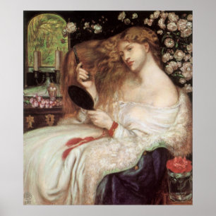 Dam Lilith by Rossetti, Vintage Victorian Portait Poster