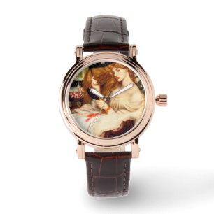 Dam Lilith (stenande skönhet med lång röd luft) Armbandsur