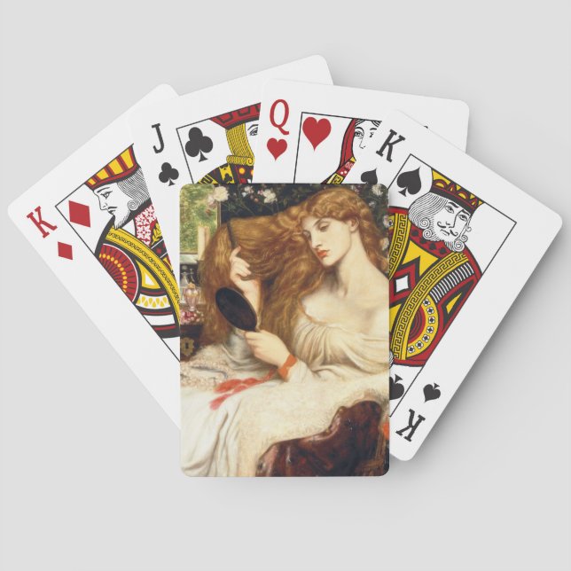 Dam Lilith (stenande skönhet med lång röd luft) Casinokort (Baksidan)