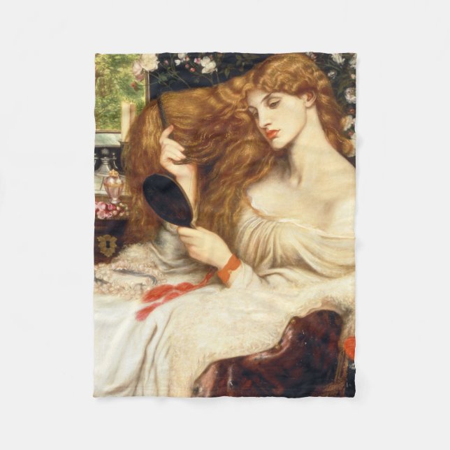 Dam Lilith (stenande skönhet med lång röd luft) Fleecefilt (Framsidan)