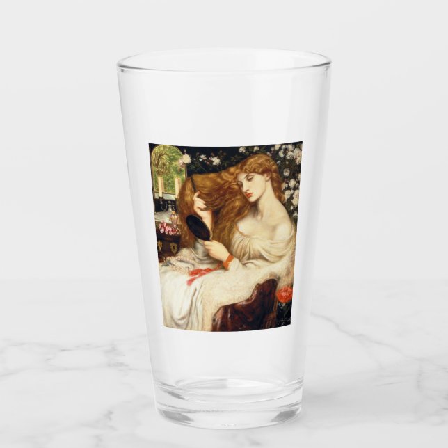 Dam Lilith (stenande skönhet med lång röd luft) Glaskopp (Framsida)