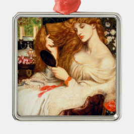 Dam Lilith (stenande skönhet med lång röd luft) Julgransprydnad Metall