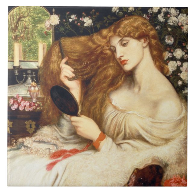 Dam Lilith (stenande skönhet med lång röd luft) Kakelplatta (Framsidan)