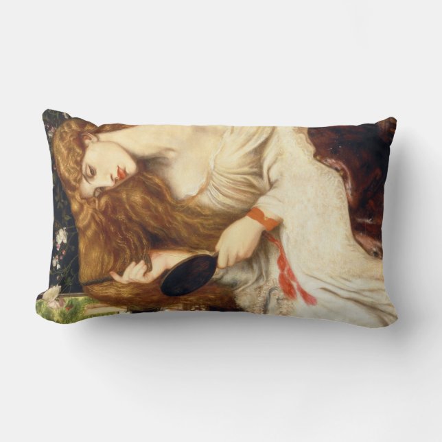 Dam Lilith (stenande skönhet med lång röd luft) Lumbarkudde (Framsida)