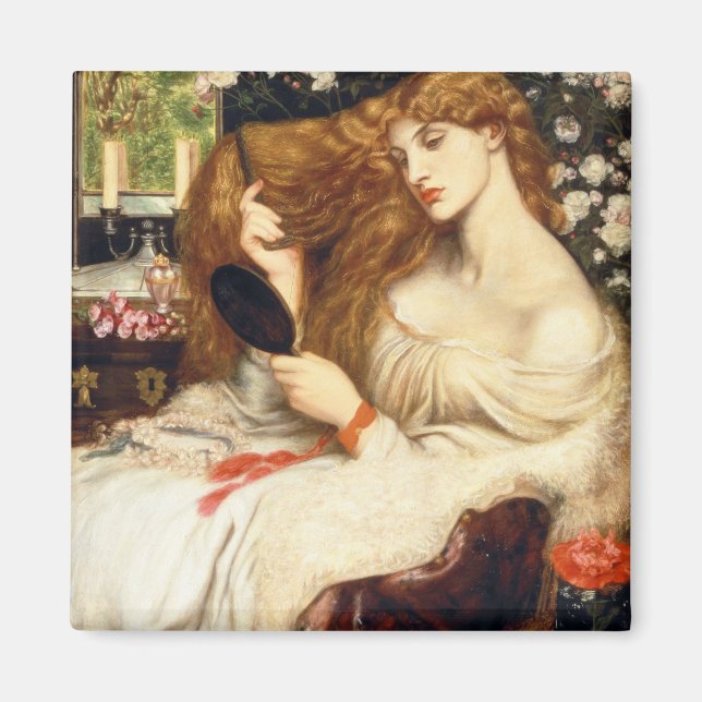 Dam Lilith (stenande skönhet med lång röd luft) Magnet (Framsidan)