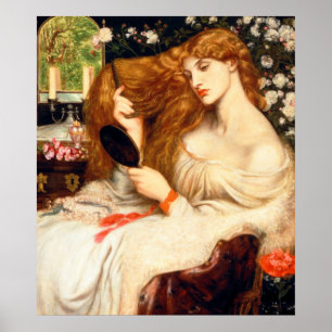 Dam Lilith (stenande skönhet med lång röd luft) Poster
