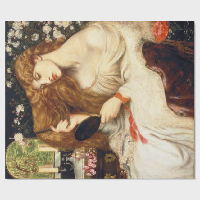 Dam Lilith (stenande skönhet med lång röd luft) Presentpapper (Platt)