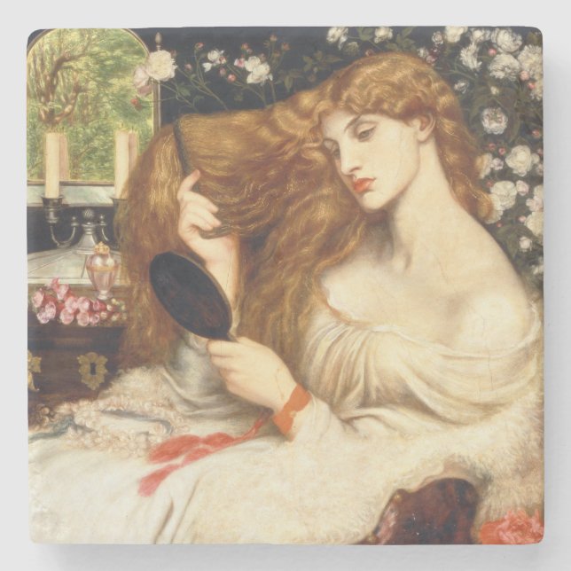 Dam Lilith (stenande skönhet med lång röd luft) Stenunderlägg (Framsidan)