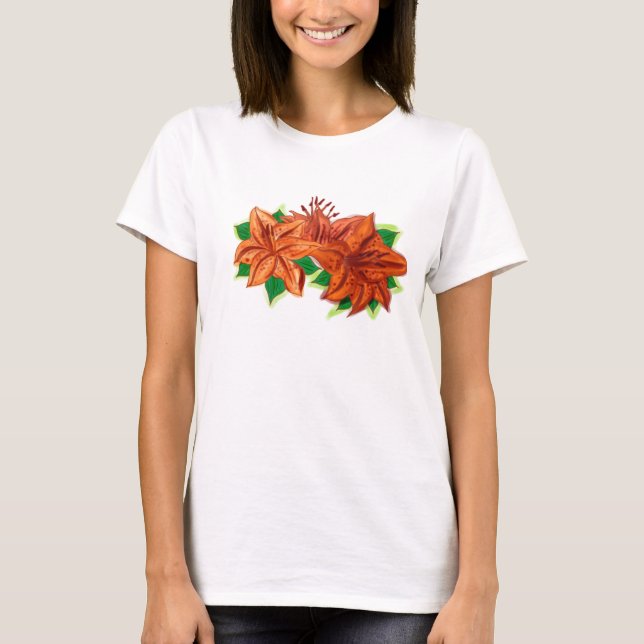 Dam liljeblommor, haltskjorta t-shirt (Framsida)