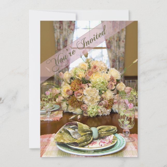 Dam Luncheon-inbjudan (inställning för Blommigt Bo Inbjudningar (Framsida)