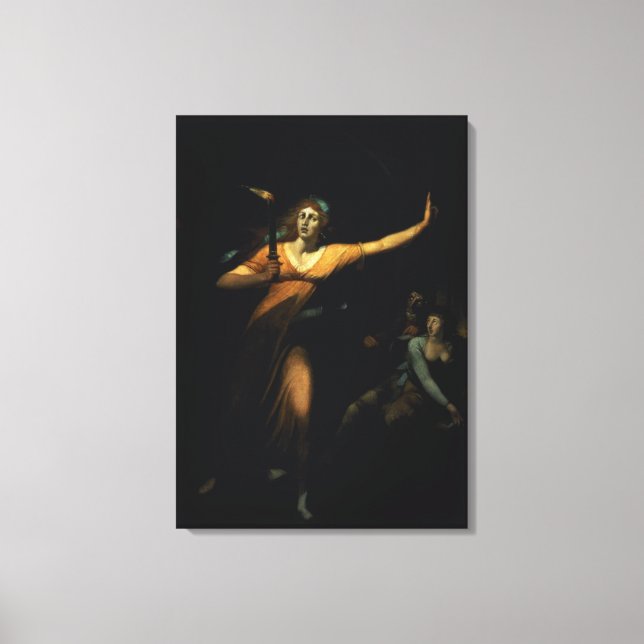 Dam Macbeth Sleepgång, 1783 (olja på arbetsyta) Canvastryck (Framsida)