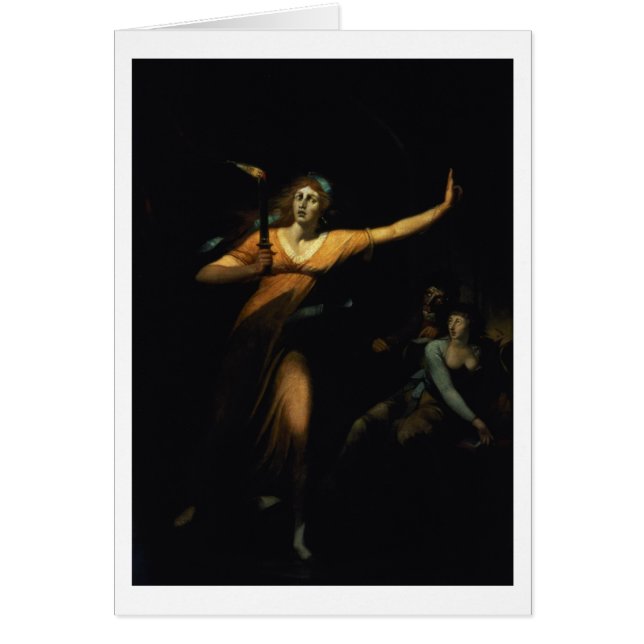 Dam Macbeth som Sleepwalking, 1783 (olja på Hälsningskort (Framsidan)