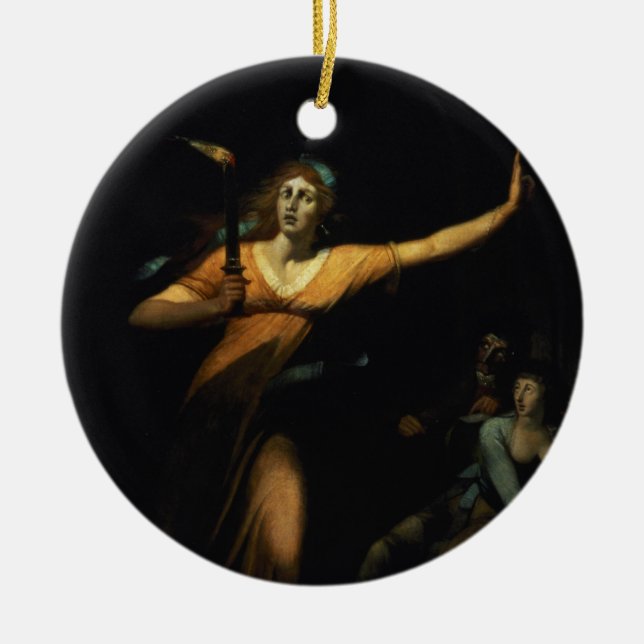 Dam Macbeth som Sleepwalking, 1783 (olja på Julgransprydnad Keramik (Framsidan)