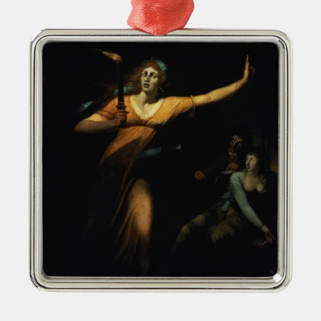 Dam Macbeth som Sleepwalking, 1783 (olja på Julgransprydnad Metall (Framsidan)