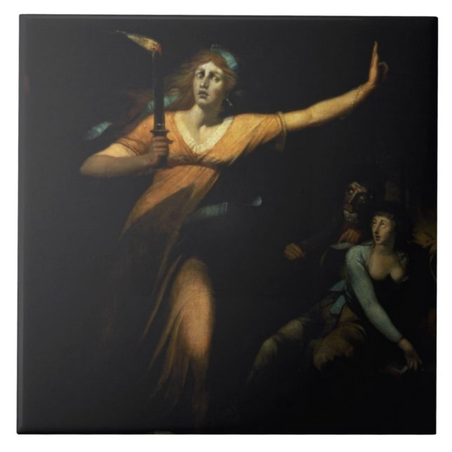 Dam Macbeth som Sleepwalking, 1783 (olja på Kakelplatta (Framsidan)