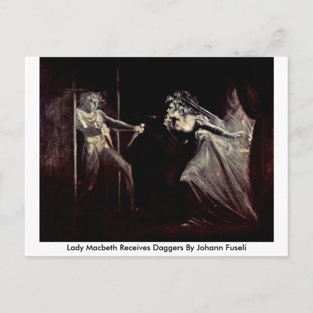 Dam Macbeth tar emot daggers av Johann Fuseli Vykort (Framsida)