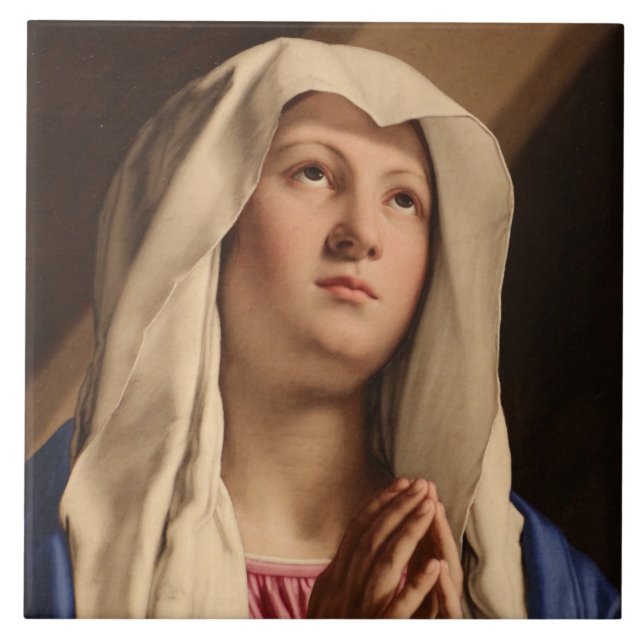 Dam Madonna Praying (Virgin Mary) (kristen konst) Kakelplatta (Framsidan)