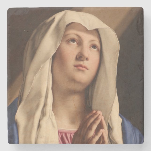 Dam Madonna Praying (Virgin Mary) (kristen konst) Stenunderlägg (Framsidan)
