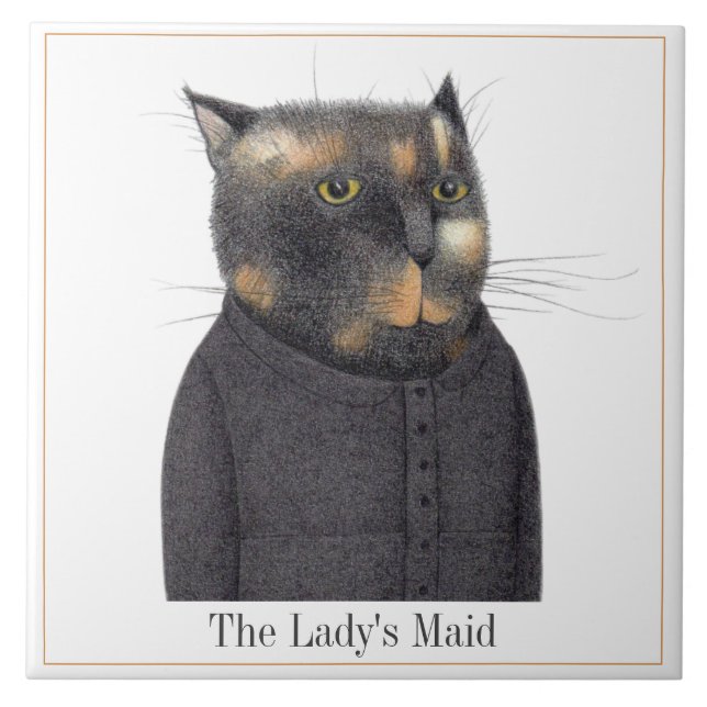 DAM MAID CAT 6’ Square Ceramic Tile + Text Kakelplatta (Framsidan)