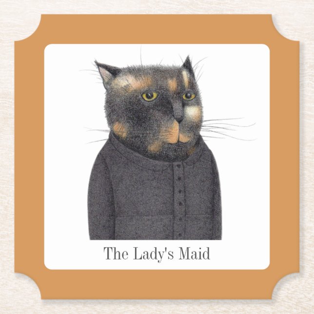 DAM MAID CAT Biljett Papper Underlägg + Text (Framsida)