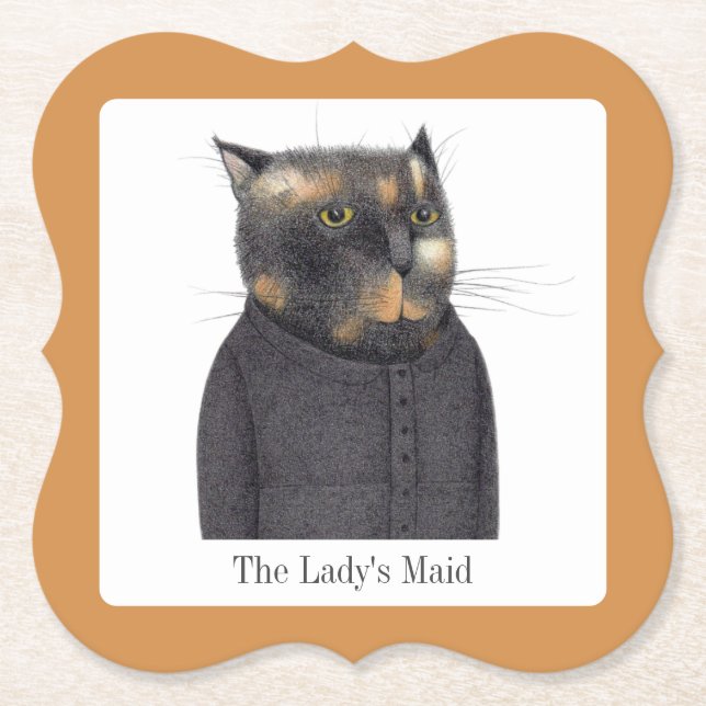 DAM MAID CAT Bracket Papper Underlägg + Text (Framsida)
