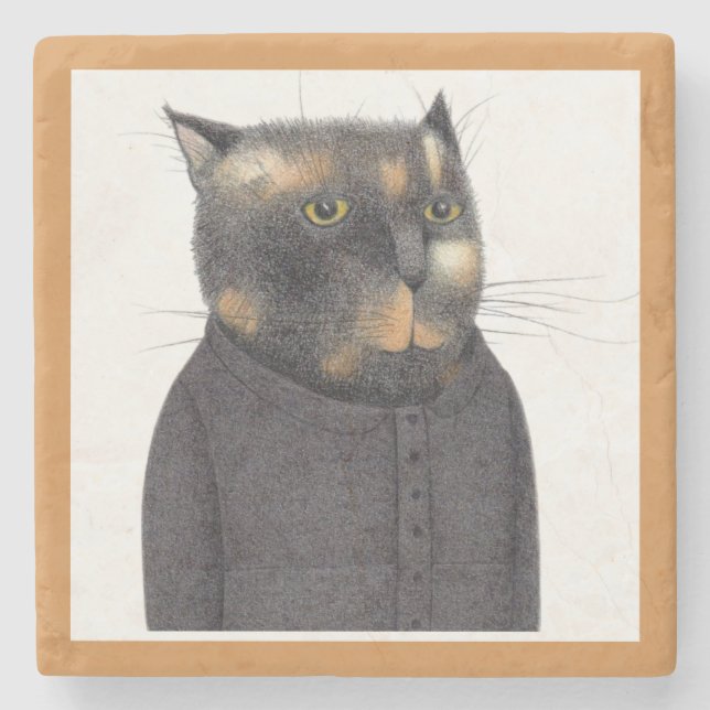 DAM MAID CAT Marble Stone Underlägg (Framsidan)