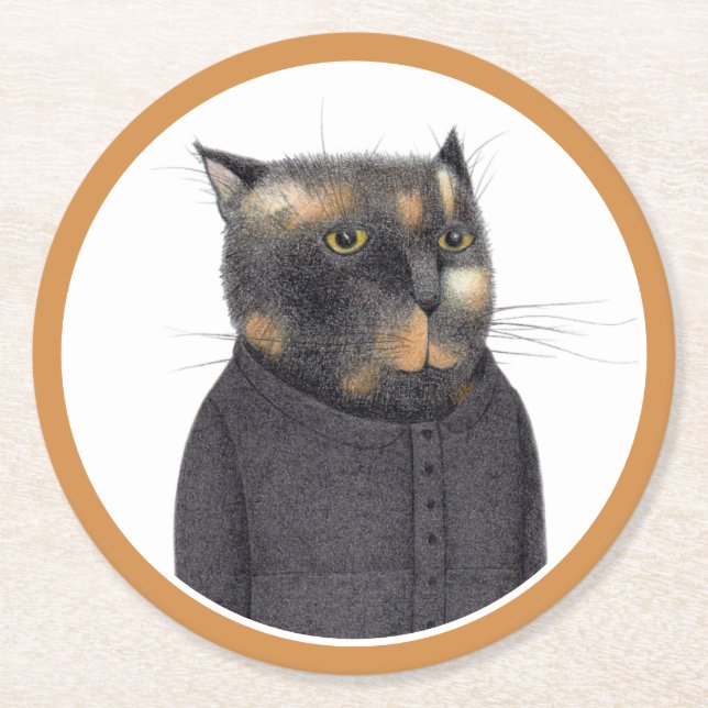 DAM MAID CAT Round Papper Underlägg Rund (Framsidan)