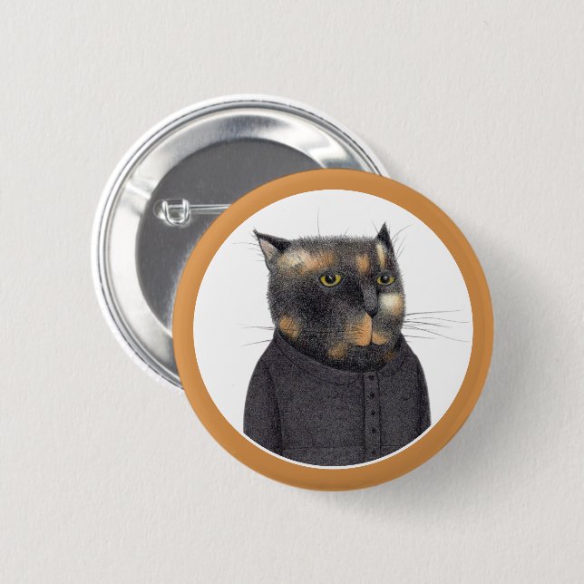 DAM MAID CAT Round Pin Button Knapp (Framsida & baksida)