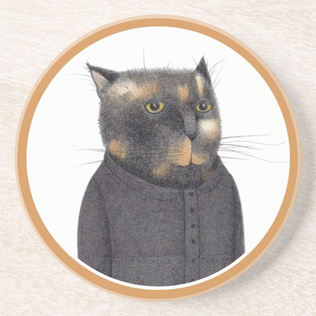 DAM MAID CAT Round Sandstone Underlägg (Framsidan)