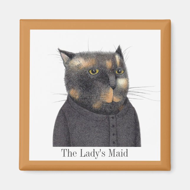 DAM MAID CAT Square Magnet + Text (Framsidan)