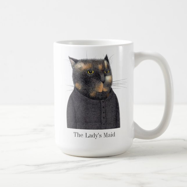 DAM MAID CAT Tall White Mugg + Text (Höger)
