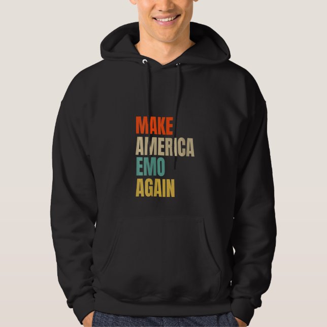 Dam MAKE AMERICA EMO IGEN Rolig Goth US   Idé Hoodie (Framsida)