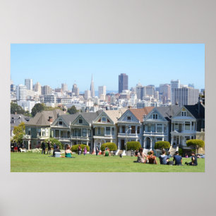 Dam målat på Alamo Square San Francisco Poster