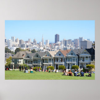 Dam målat på Alamo Square San Francisco Poster