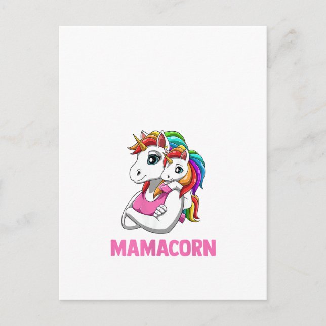 Dam Mamacorn - Mor Dotter Enhörningar Tank Till Vykort (Framsida)