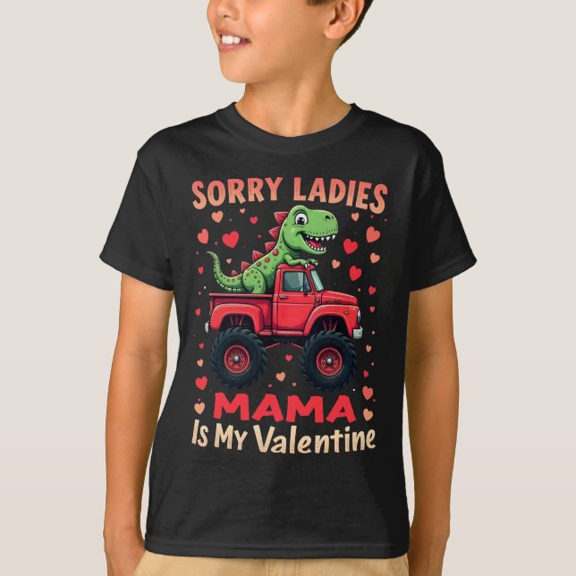 Dam mamma är min Valentine Dinosaur Lastbil T Shirt (Framsida)