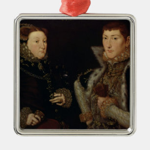 Dam Mary Nevill och henne son Gregory Fiennes Julgransprydnad Metall
