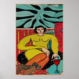 Dam Matisse, Dachshunds och Red Vin Poster