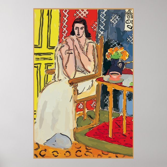Dam Matisse med Orange Kaffe Kopp Poster (Framsidan)