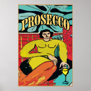 Dam Matisse med Prosecco Vin Poster