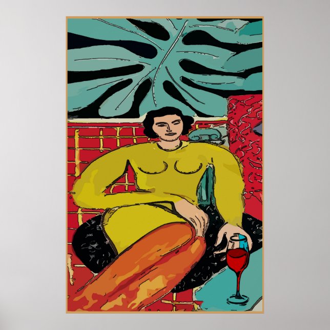 Dam Matisse med Röda Vin Poster (Framsidan)