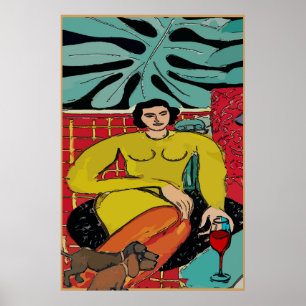 Dam Matisse, taxar och rött vin Poster